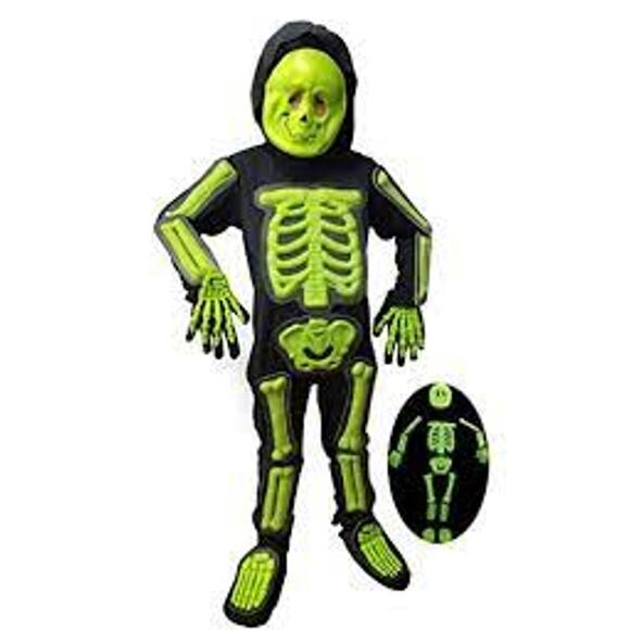 Ikali Cosplay Kids Skeleton Halloween Costume Glow in the Dark Medium 8-10 - Picture 1 of 6